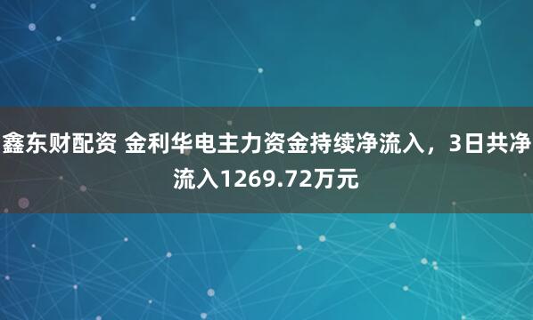 鑫东财配资 金利华电主力资金持续净流入，3日共净流入1269.72万元